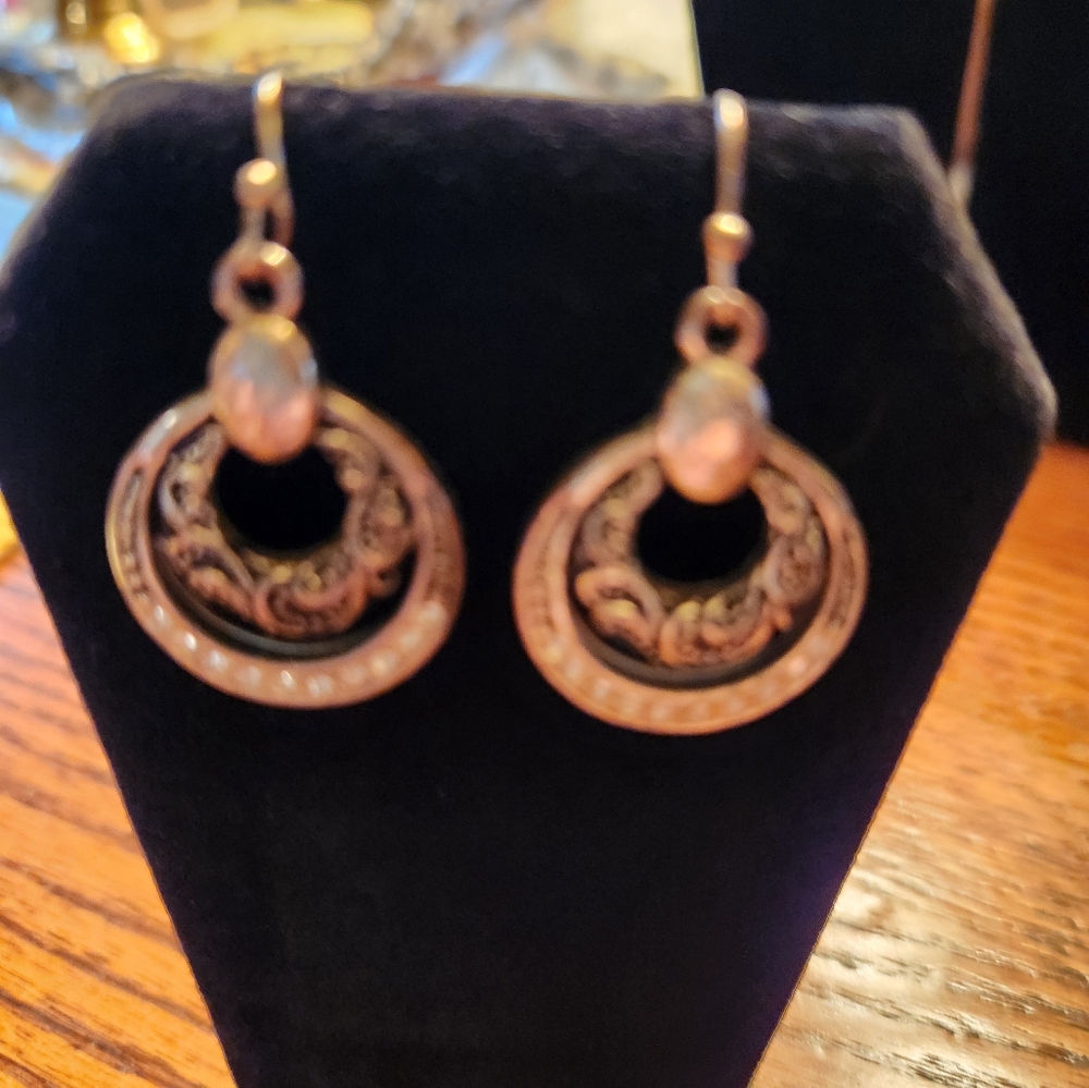 Silver earrings with shiny outside ring